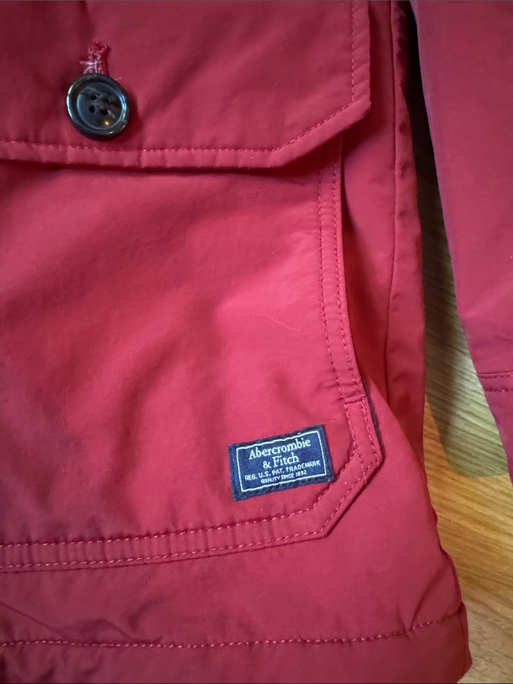 EUC XS MEN’s Abercrombie & Fitch trekking hooded parka coat in RED Sherpa Lining - Picture 6 of 14